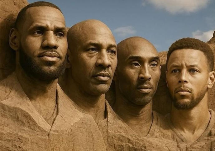 科比庫里不配！名記轉(zhuǎn)發(fā)NBA總統(tǒng)山照片：應(yīng)該換成拉塞爾和賈巴爾！